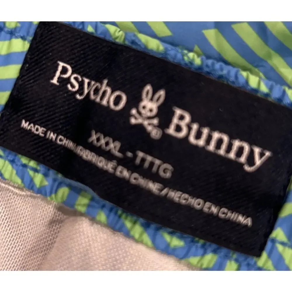 Men’s PSYCHO BUNNY Blue/Green Swim Trunks (liner) NWOT Size XXXL *B5